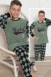 Піжама зелена утеплена для хлопчика-підлітка Baseball League Minimoon