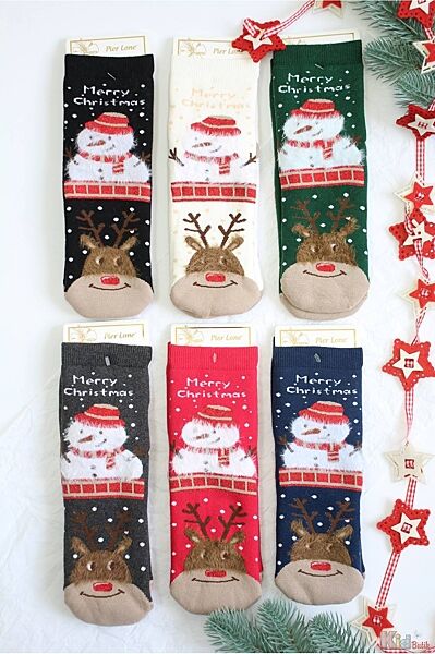 Шкарпетки махрові зі сніговиками для дівчинки р.35-40 Pier Lone