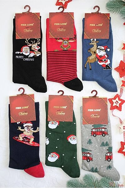 Шкарпетки з прикольними новорічними принтами для хлопчика р.40-44 Pier Lone