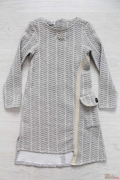 Сукня із сірої тканини з рельєфним принтом Bulicca