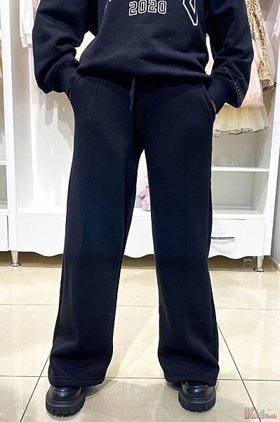 Штани палаццо утеплені чорні для дівчинки A-yugi Jeans