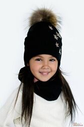 Набір &acute&acuteЛіана&acute&acute шапка  хомут чорного кольору для дівчинки Дембохауc