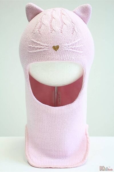 Шапка-шолом рожевого кольору з вушками для дівчинки Elf Kids