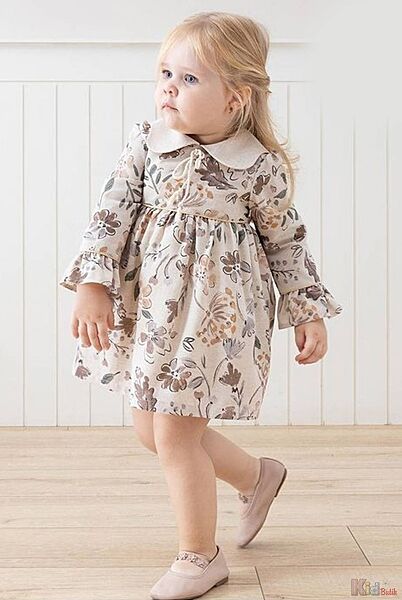 Плаття бежевого кольору у квітковий принт для дівчинки MYMIO baby