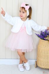 Комплект 3-ка з рожевим платтям для маленької дівчинки Serkon