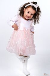 Сукня рожева з фатином та паєтками  пов&acuteязка для дівчинки Serkon