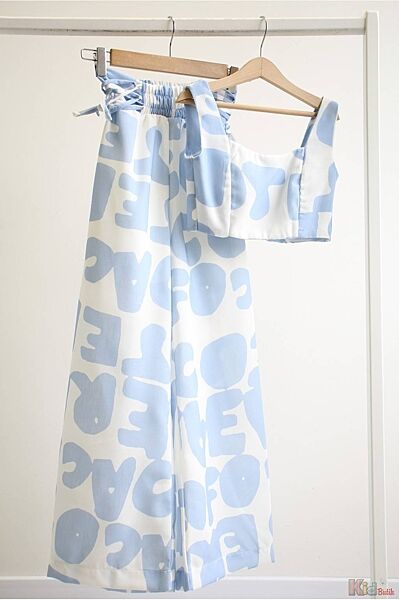 Комплект 2-ка блакитного кольору штани та топ для дівчинки LOCOLOCO