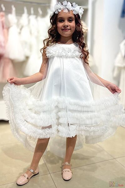 Сукня святкова біла з віночком для дівчинки Monita Kids