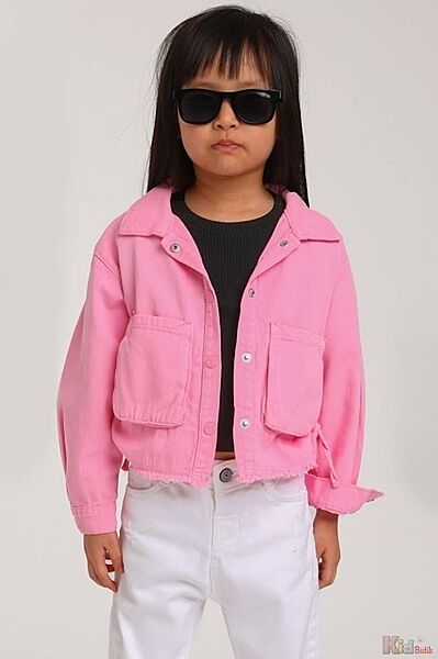 Джинсова куртка рожева з об&acuteємними кишенями для дівчинки Escabel Kids
