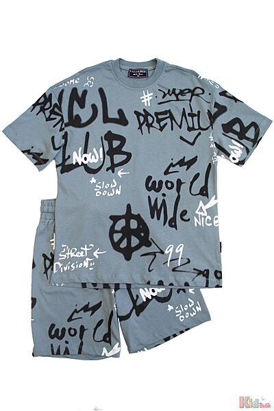 Костюм футболкашорти з принтом графіті для хлопчика LOCOLOCO