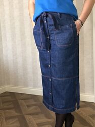 Джинсова котонова спідниця юбка миди Zara, зара 36 размер 
