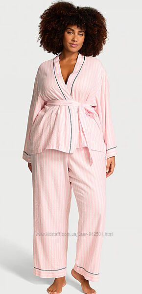 Піжама з фланелі рожева у білу смужку Victorias Secret, оригінал