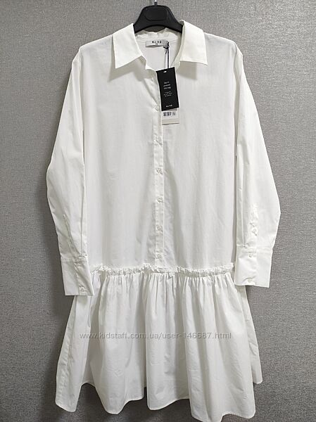 Белое платье рубашка из поплина na-kd