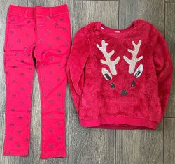 Невероятно  красивый комплект H&M  меховушка и треггинсы   6-8 лет 