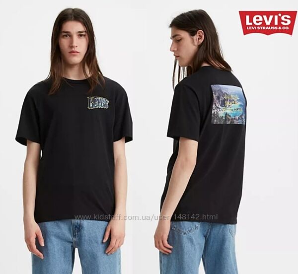 Классическая  хлопковая мужская футболка с принтом Levis Левис Размер L