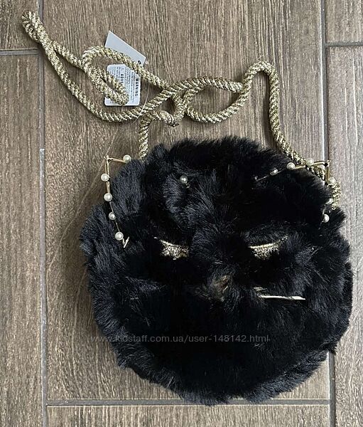 Сумка меховая черный кот Cat Fuzzy Circle Bag The Childrens Place