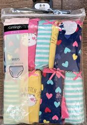 Поштучно набор из 10 хлопковых трусиков George Размер 8-9 лет