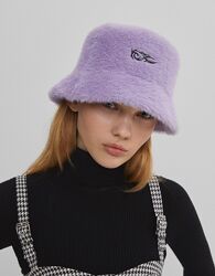 Теплая шапка панама меховая с вышивкой Бершка Bershka Оригинал