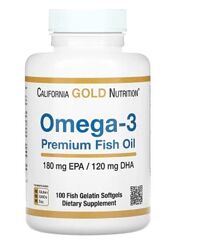 Омега-3 California Gold Nutrition рыбий жир качество 180 мг ЭПК /120 мг ДГК
