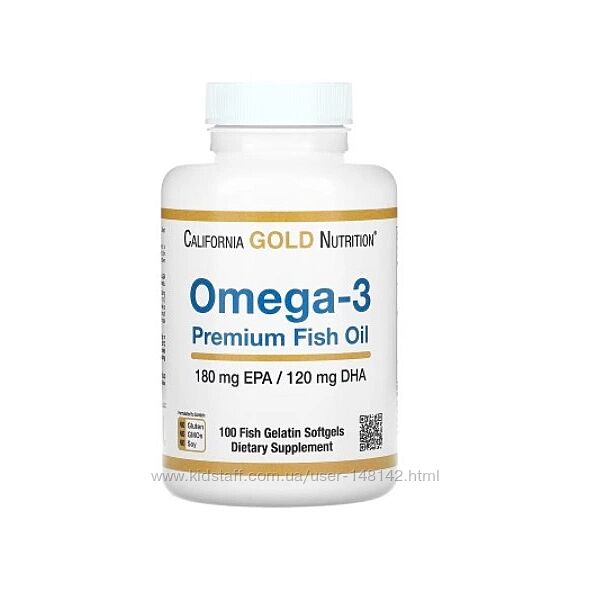 Омега-3 California Gold Nutrition рыбий жир качество 180 мг ЭПК /120 мг ДГК