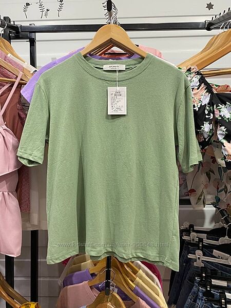 Базова жіноча оливкова футболка оверсайз s-l