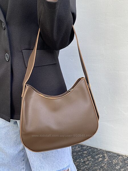 Стильна жіноча коричнева сумочка багет на плече