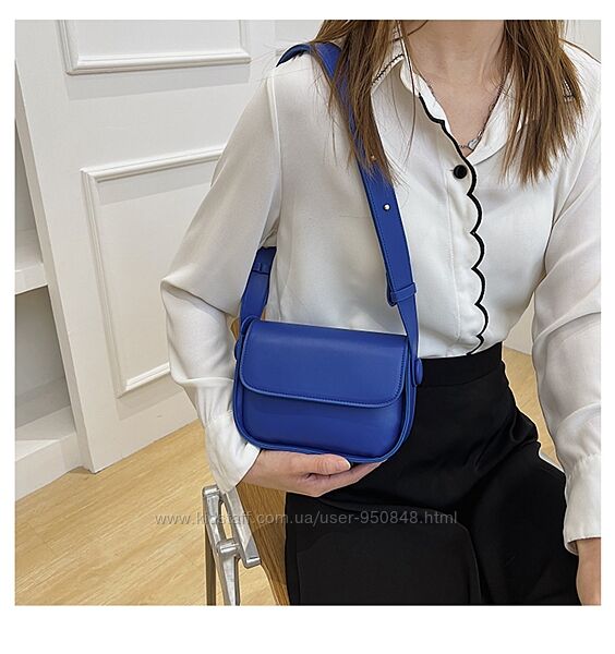 Стильна  жіноча синя матова сумка на плече