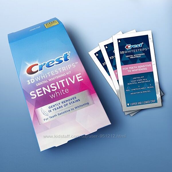 Отбеливающие полоски Crest 3D White Whitestrips Sensitive White курс 18дней