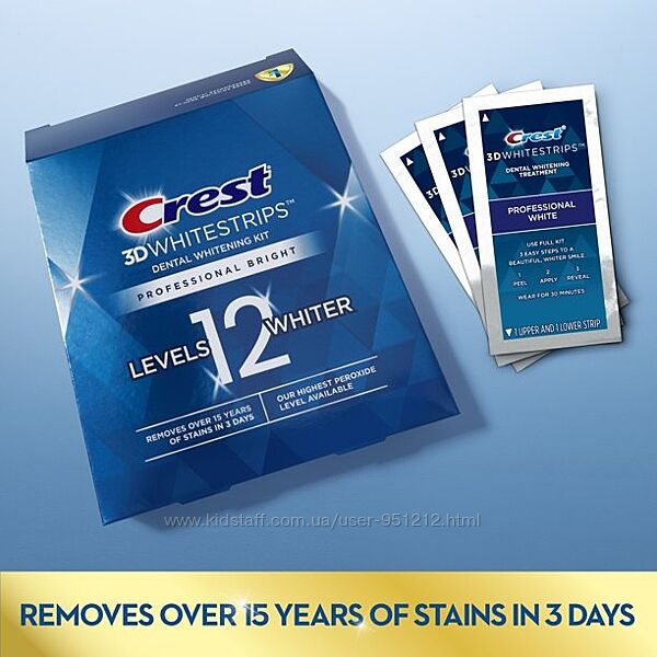 Отбеливающие полоски Crest 3D White Whitestrips Professional White упаковка