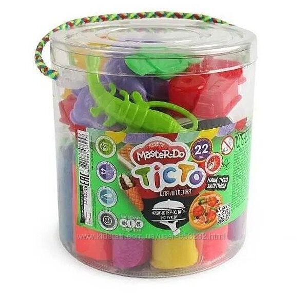 Тесто для лепки Danko Toys Master Do с формочками в ведре, 22 цвета