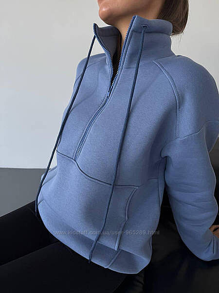 Жіноча тепла вільна кофта з тринитки на флісі різні кольори