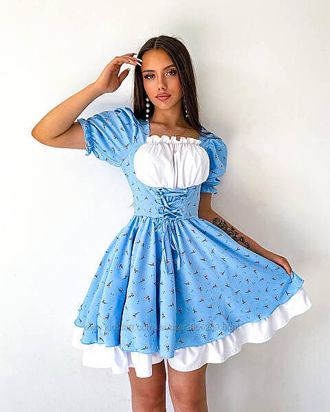 Жіноча літня сукня з імітацією корсету міні довжини різні кольори 42-46р 