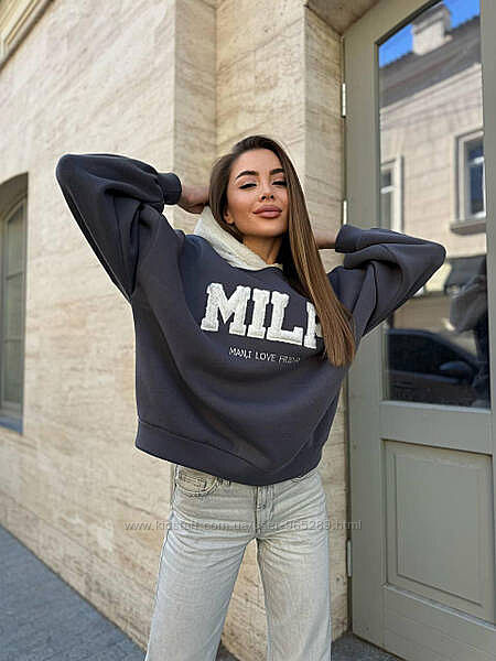 Жіноче худі з якісної тринитки на флісі  різні кольори 44-50 розміри