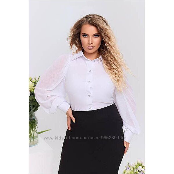 Жіноча шифонова блуза білий та чорний кольори 42-62 розміри 