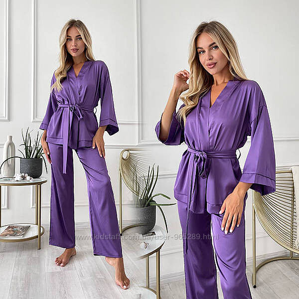 Жіночий домашній костюм піжама з шовку різні кольори 42-52 розміри