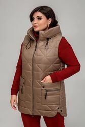 Жилет прямого силуету зі стьобаної плащової тканини Донна. Розміри 50-60