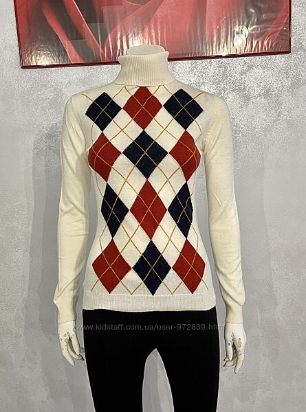  Светлый свитер гольф  принт  ромб Англия