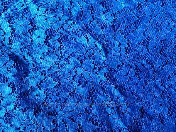 Ткань гипюр синий натуральный