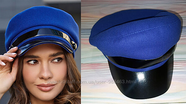 Кашемірове кепі з лаковим козирком. Модне жіноче кепі. Жіноче кепі кашемір.