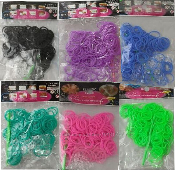 Резинки для плетения браслетов в пакетиках цветные, гелевые, светящиеся