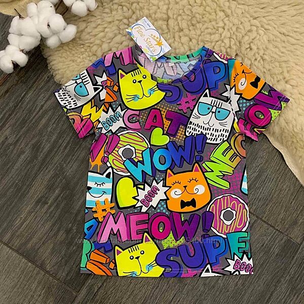 Дитяча футболка котики wow Five Stars 98р-140р