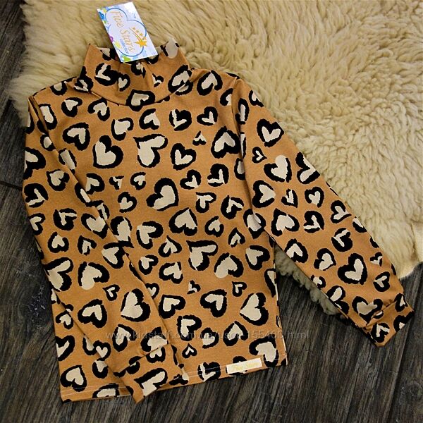 Водолазка - гольф сердечка леопард Five Stars 98р-140р