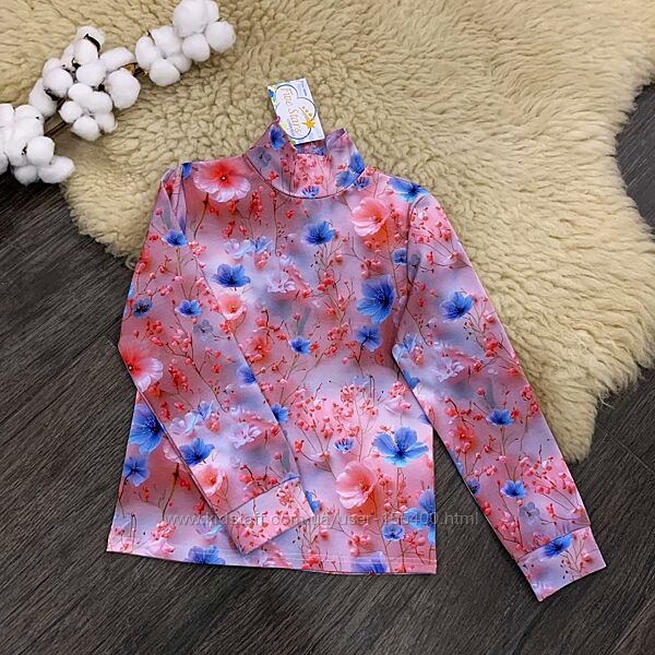 Водолазка  гольф рожево-голубі квіти Five Stars 146р-164р