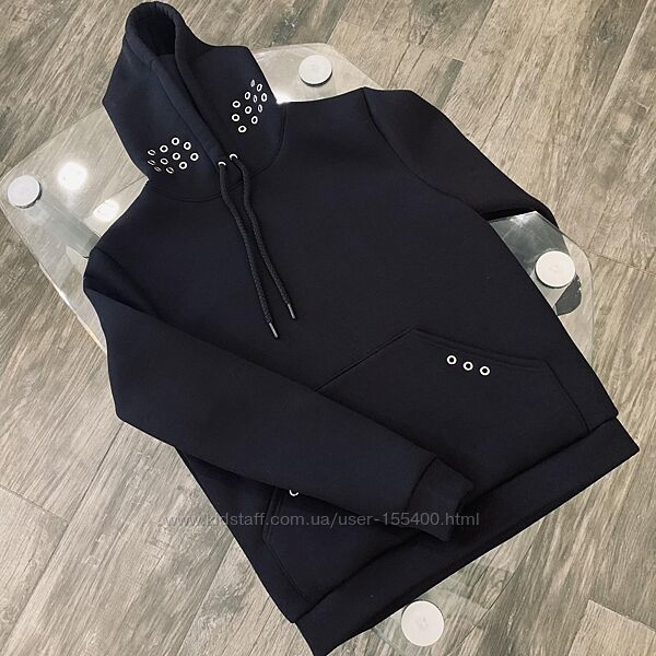 Худі чорне з начосом Five Stars 10906-М 44р-46р