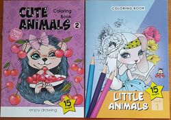 Cute animals, little animals coloring book, розмальовка