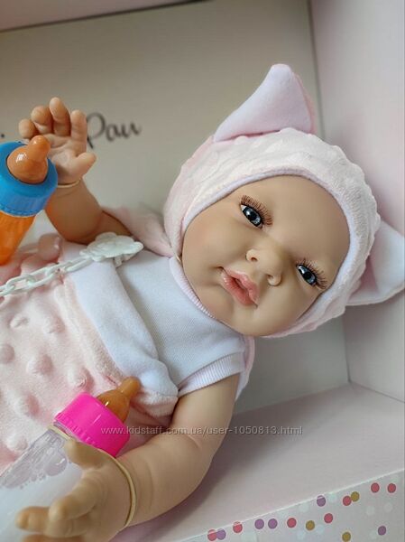 Іспанський пупс лялька вініловий з пляшечками Nacido Pink Marina&pau, 40 см