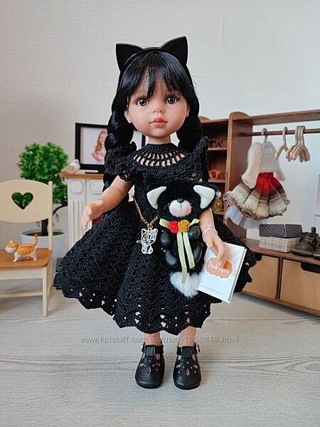 Лялька Венздей з обручем вушками та котиком Wednesday Paola Reina, 32 см