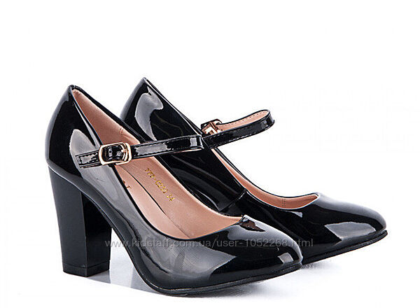  Женские черные туфли маленький каблук ремешок 33 35 36 размер 