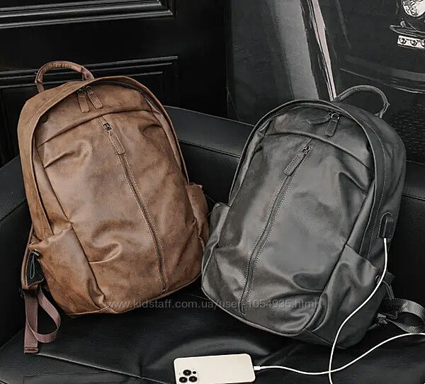 Якісний чоловічий рюкзак. Коричневий, чорно-сірий.