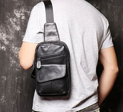 Натуральна шкіра. Чоловіча сумка-слінг.
